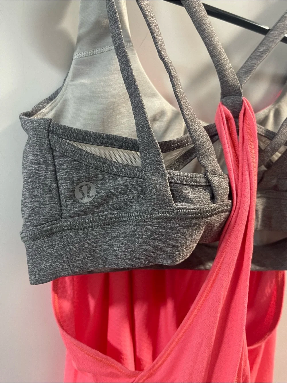 lululemon athletica Pink Front with Gray Strappy Workout Tank